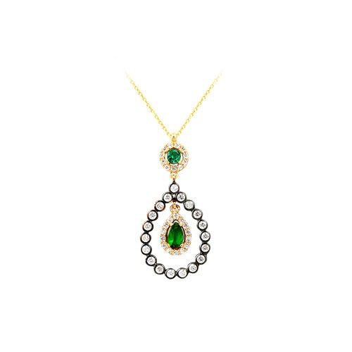 Beelo Gold 14K Altın Zümrüt Damla Kolye BGKL154