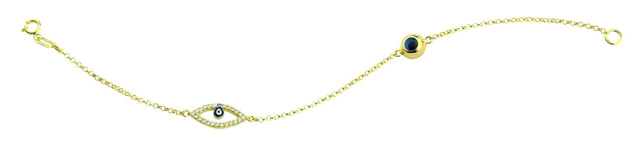Beelo Gold 14K Altın Göz  Mineli  Nazar  Bileklik
