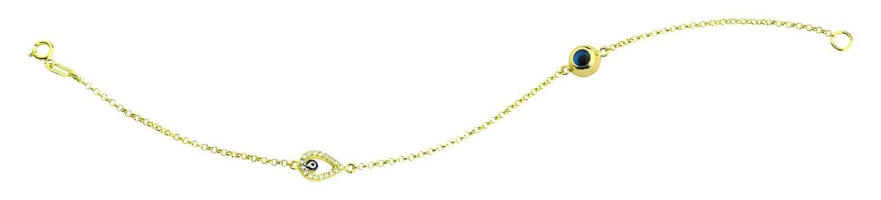 Beelo Gold 14K Altın   Mineli  Nazar  Bileklik
