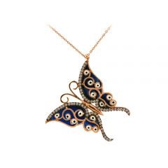 Beelo Silver Sarı Altın K. 925K Gümüş Kelebek Kolye BGDLC003