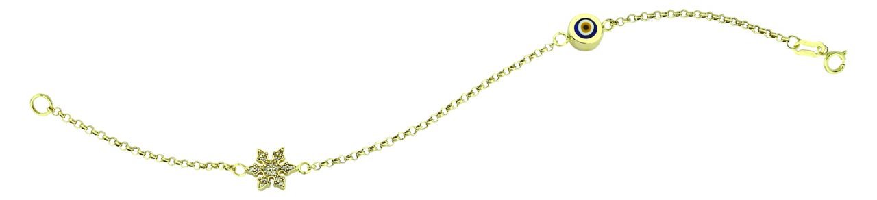 Beelo Gold 14K Altın Kar Tanesi  Mineli  Nazar  Bileklik