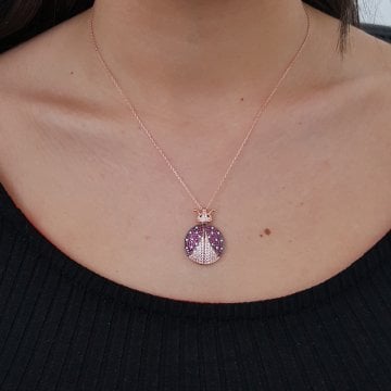 Altın Kaplama 925K Gümüş Uğur Böceği İsim  Kolye