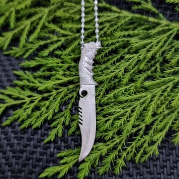 Beelo Silver 925 Ayar Gümüş Kurt Hancer Bicak Erkek Kolye