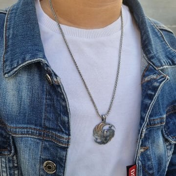 Beelo Silver 925 Ayar Gümüş Küllerinden Doğan Anka Kuşu Erkek Kolye