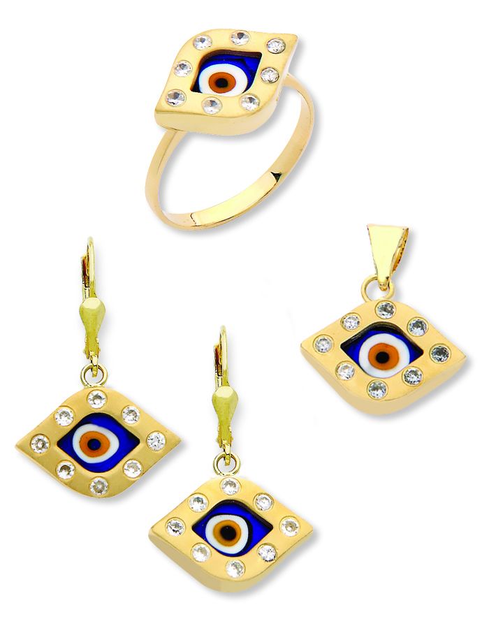 Beelo Gold 14K Altın Nazar Göz Set BGTAMR002