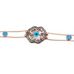 Beelo Silver Rose 925K Gümüş Yonca Nazar Bileklik BGDLC011