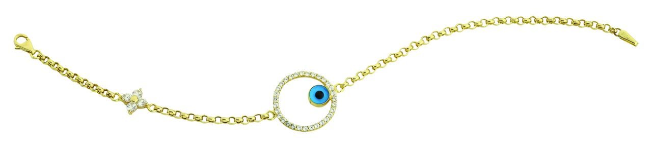 Beelo Gold 14K Altın  Mineli  Nazar  Bileklik