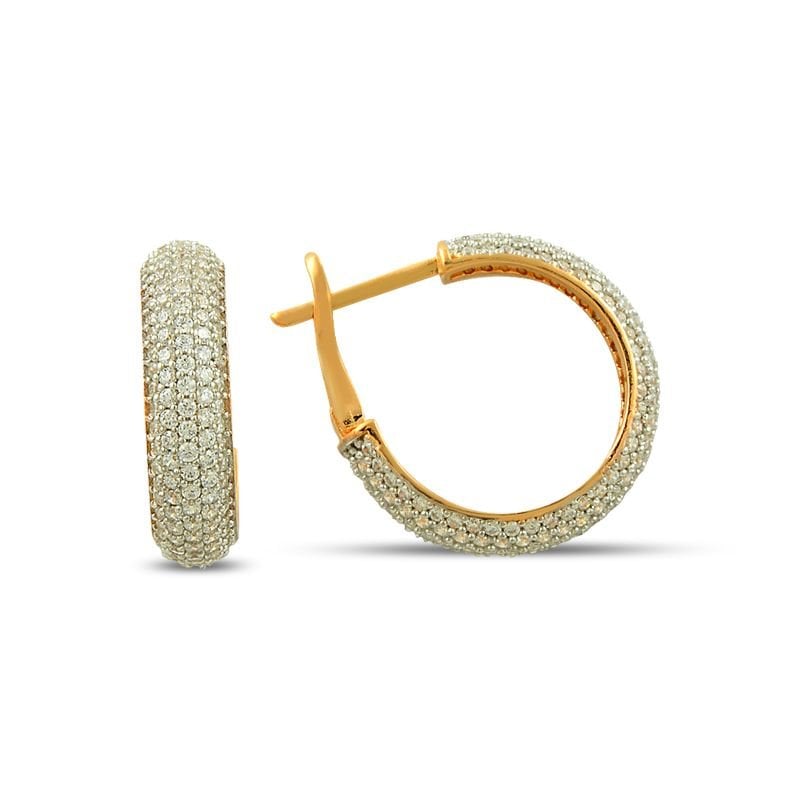 925K Gümüş Tamtur 5 Sıra Halka Beyaz Taşlı Küpe '' Orta ''