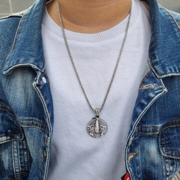 Beelo Silver 925 Ayar Gümüş Akrep Madalyon Erkek Kolye