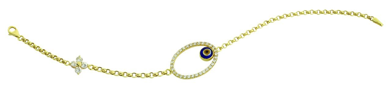 Beelo Gold 14K Altın  Mineli  Nazar  Bileklik