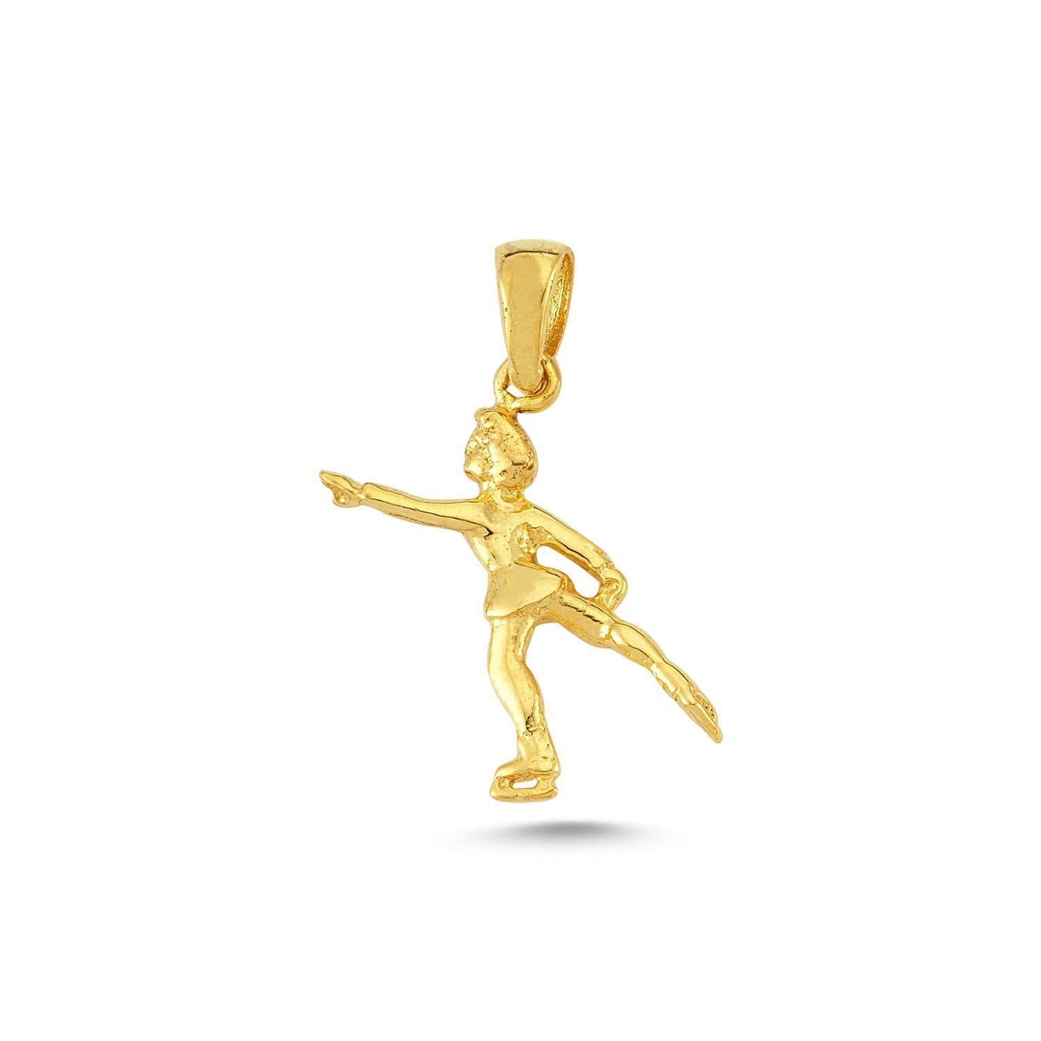 Beelo Gold 14K Altın Kız Figürlü Artistik Buz Pateni Kolye Ucu