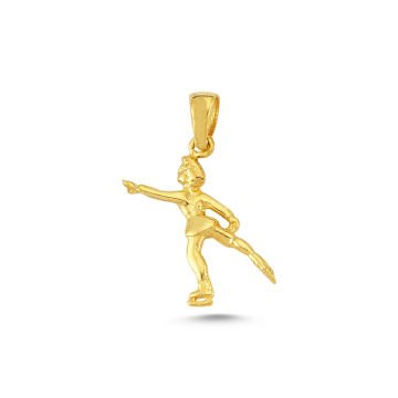 Beelo Gold 14K Altın Kız Figürlü Artistik Buz Pateni Kolye Ucu