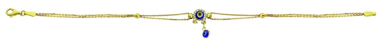 Beelo Gold 14K Altın Nal  Mineli  Nazar  Bileklik