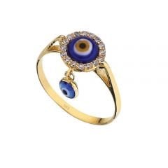 Beelo Gold 14K Altın Nazar Göz Yüzük YG014