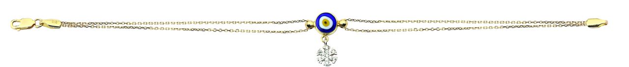 Beelo Gold 14K Altın Kar Tanesi  Mineli  Nazar  Bileklik