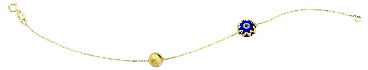 Beelo Gold 14K Altın   Mineli  Nazar  Bileklik