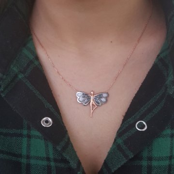 Altın Kaplama 925K Gümüş Melek  Kolye