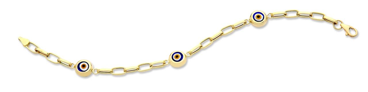 Beelo Gold 14K Altın Seramik Göz Nazar Bileklik