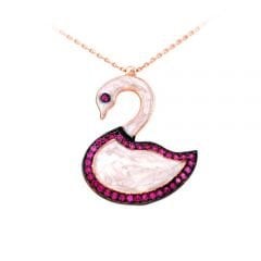 Beelo Silver Rose K.Altın K. 925K Gümüş Kuğu Kolye SNC1589