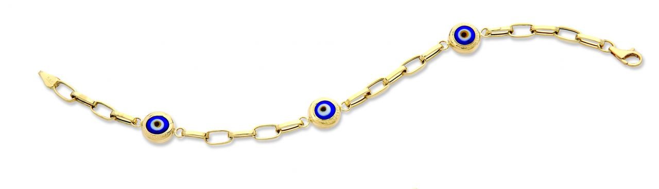 Beelo Gold 14K Altın Seramik Göz Nazar Bileklik