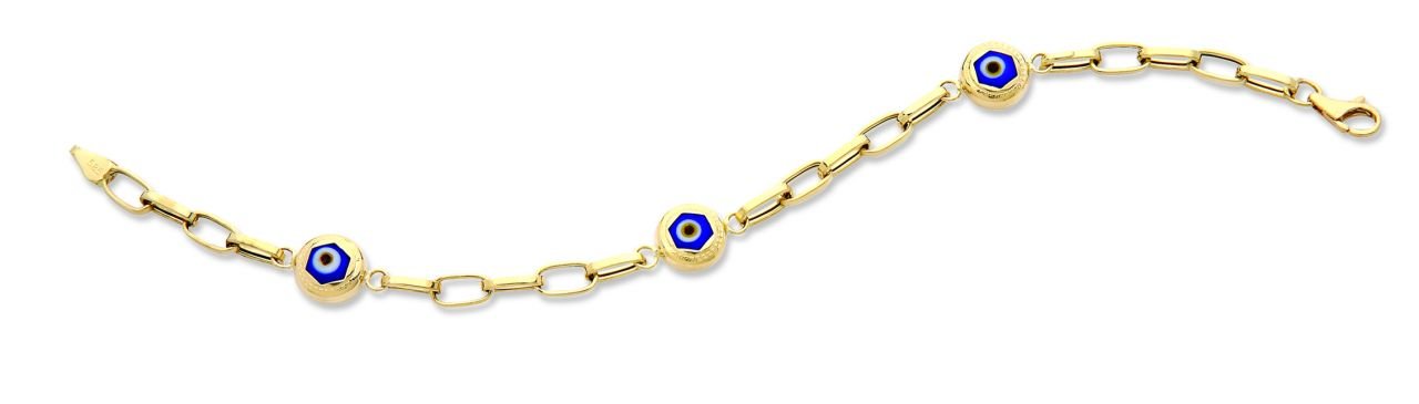 Beelo Gold 14K Altın Seramik Göz Nazar Bileklik