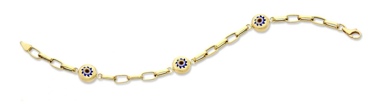 Beelo Gold 14K Altın Seramik Göz Nazar Bileklik