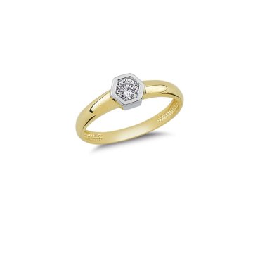 Beelo Gold 14K Altın Minimal Tek Taşlı Yüzük