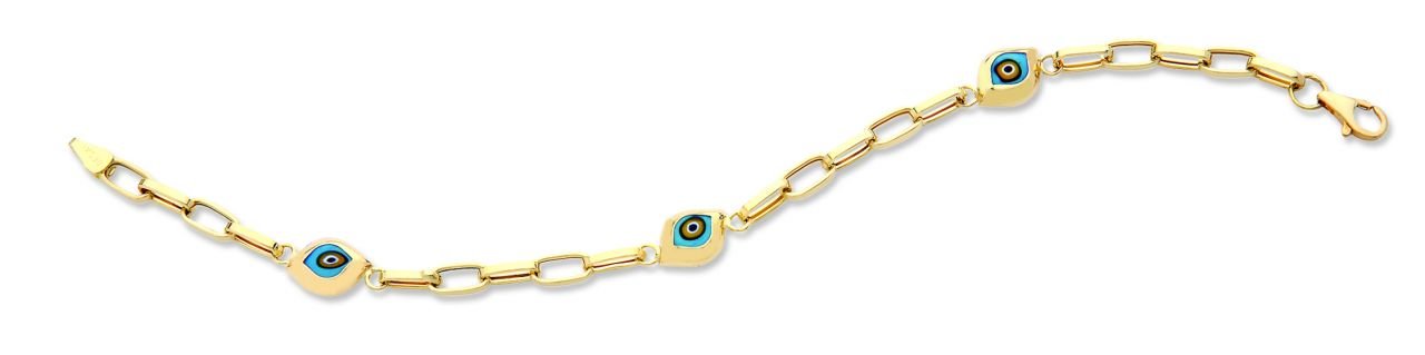 Beelo Gold 14K Altın Seramik Göz Nazar Bileklik