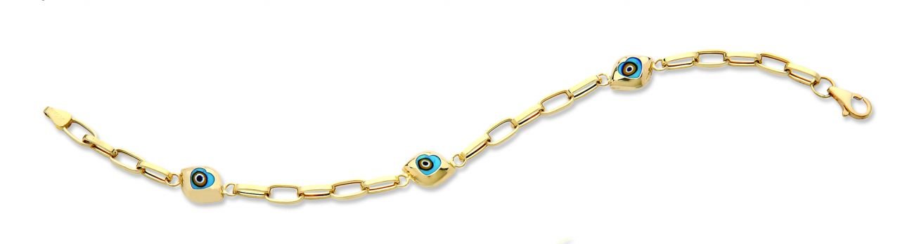 Beelo Gold 14K Altın Seramik Göz Nazar Bileklik