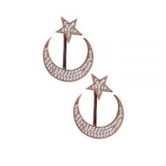Beelo Silver Rose Altın K. 925K Gümüş Ay Yıldız Küpe BG00123