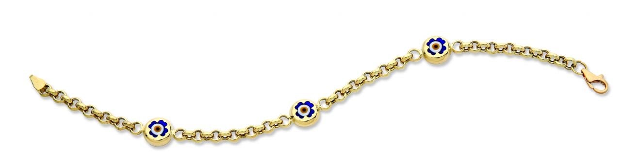Beelo Gold 14K Altın Seramik Göz Nazar Bileklik