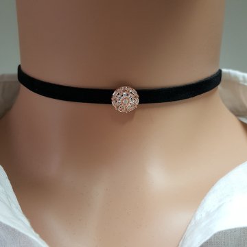 925K Gümüş Deri  Baget Taşlı Choker Kolye