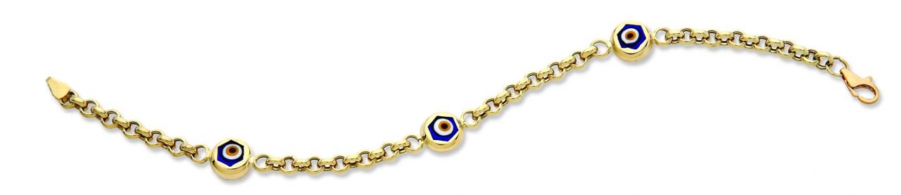 Beelo Gold 14K Altın Seramik Göz Nazar Bileklik