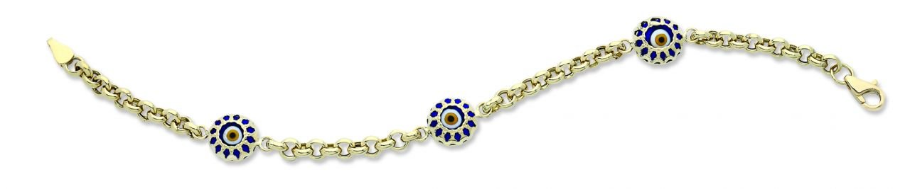 Beelo Gold 14K Altın Seramik Göz Nazar Bileklik