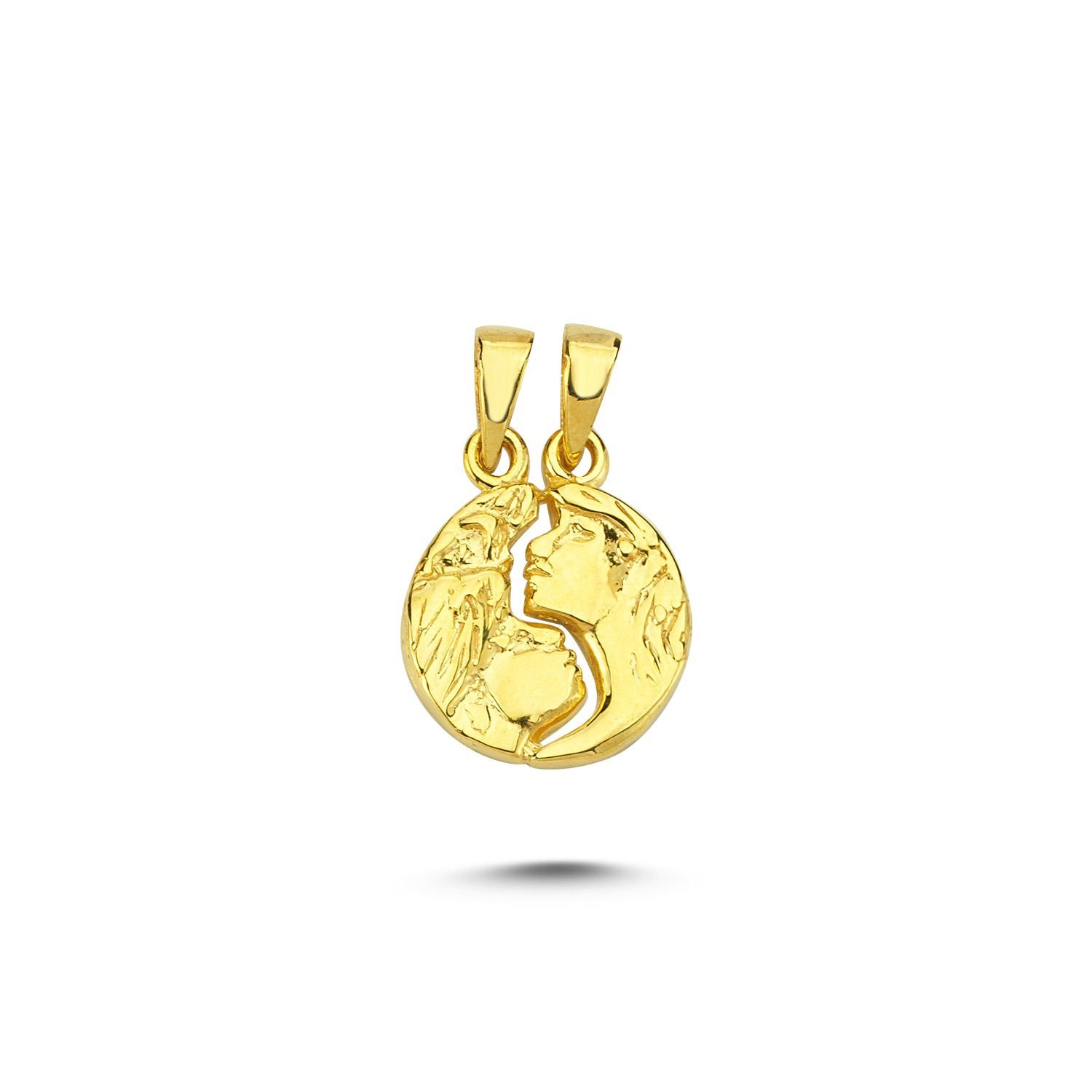 Beelo Gold 14K Altın Çift Sevgili Kalp Kolye Ucu