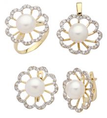 Beelo Gold 14K Altın İnci Set BGTİN042
