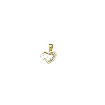 Beelo Gold 14K Altın Kelebek Taşlı Kalp Kolye Ucu