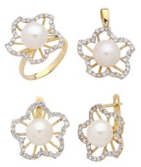 Beelo Gold 14K Altın İnci Yıldız Set BGTİN046