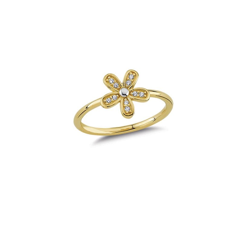 Beelo Gold 14K Altın Taşlı Papatya Yüzük