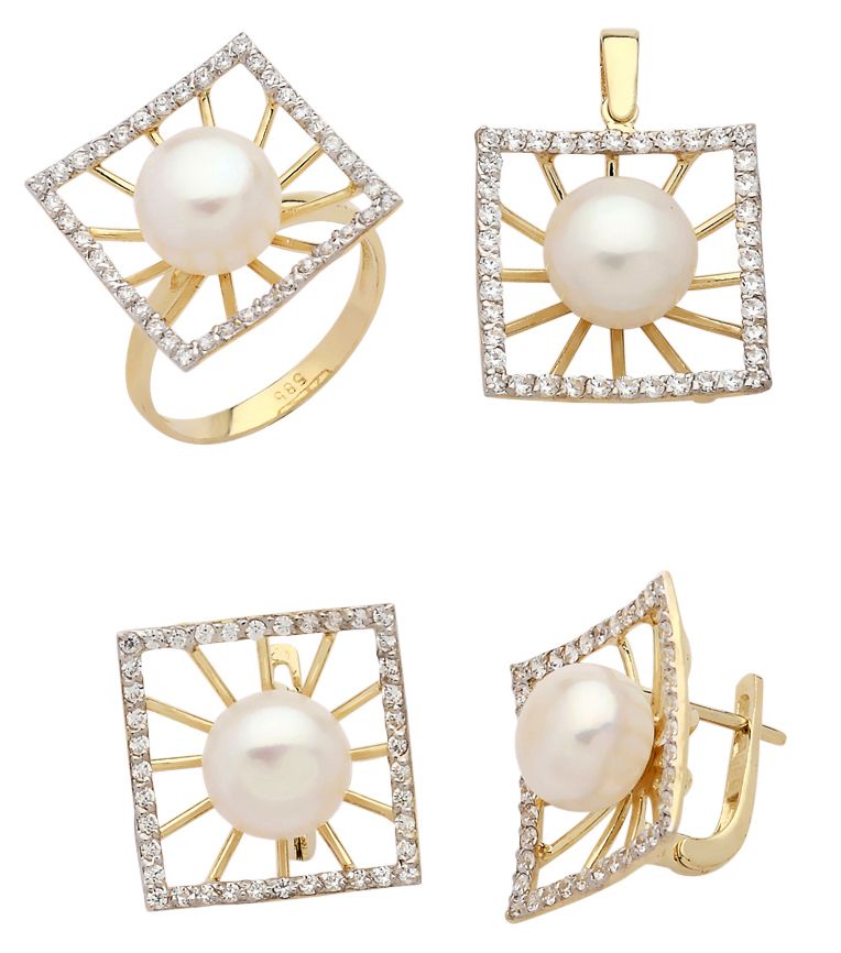 Beelo Gold 14K Altın İnci Set BGTİN048