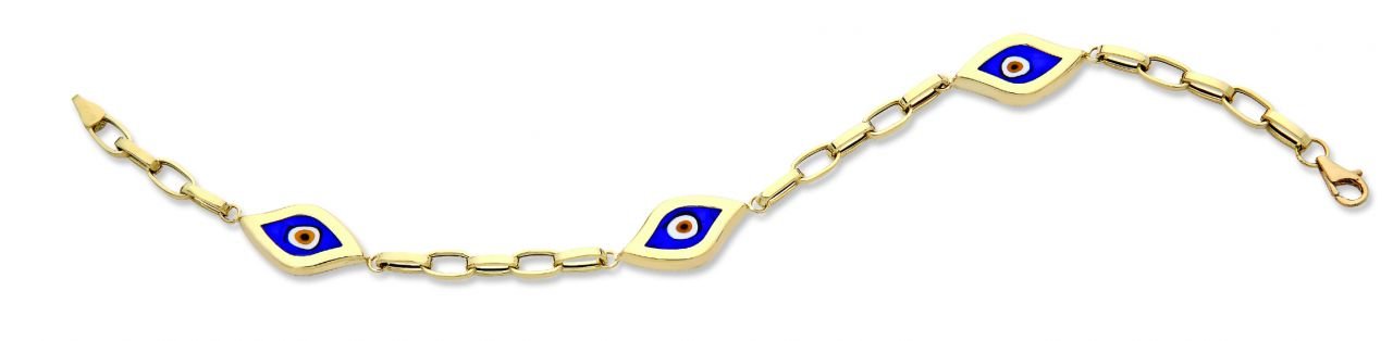 Beelo Gold 14K Altın Seramik Göz Nazar Bileklik