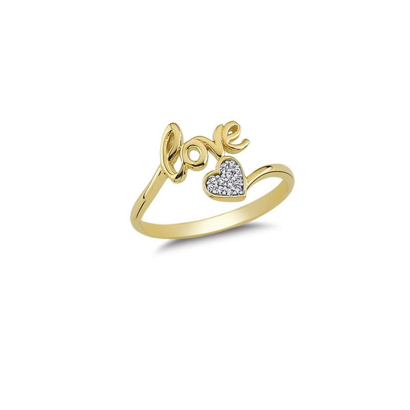 Beelo Gold 14K Altın Love Kalp Yüzük 