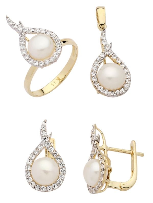 Beelo Gold 14K Altın İnci Set BGTİN053