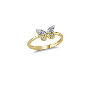 Beelo Gold 14K Altın Taşlı Kelebek Yüzük