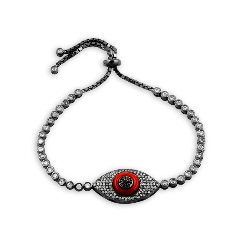 Beelo Silver 925K Suyolu Asansör  Kırmızı Taşlı Bileklik