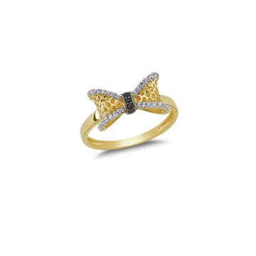 Beelo Gold 14K Altın Taşlı Fiyonk Yüzük