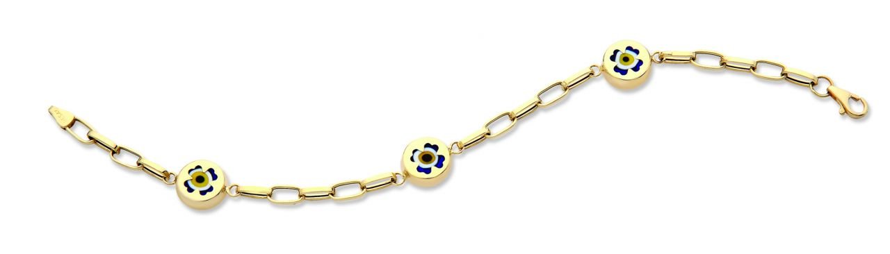 Beelo Gold 14K Altın Seramik Göz Nazar Bileklik