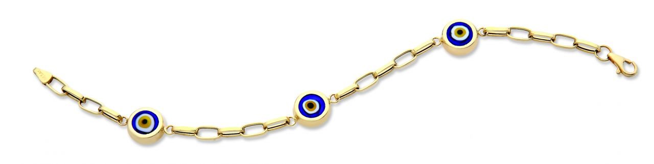 Beelo Gold 14K Altın Seramik Göz Nazar Bileklik
