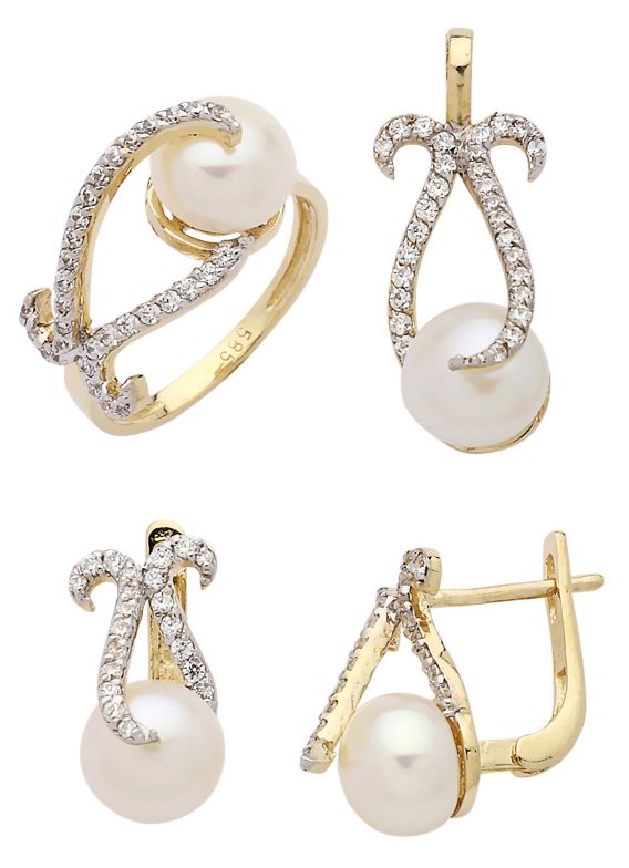 Beelo Gold 14K Altın İnci Set BGTİN057