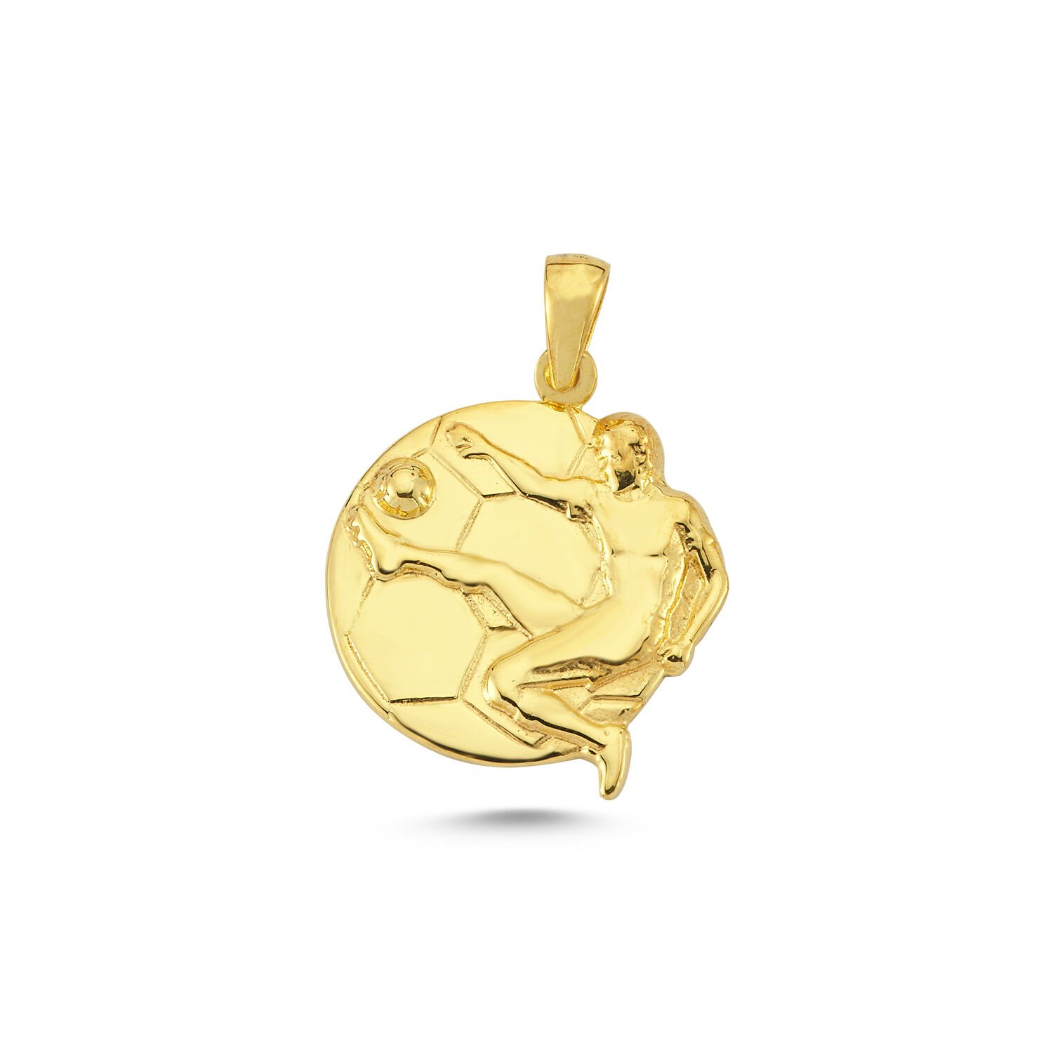 Beelo Gold 14K Altın Futbol Topu ve Futbolcu Özel Tasarım Kolye Ucu